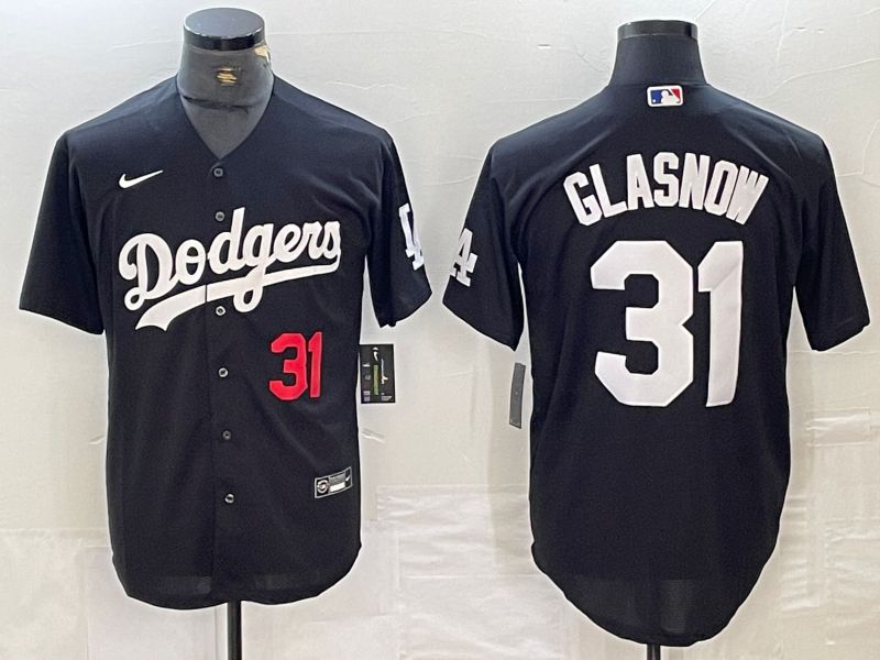 Men Los Angeles Dodgers #31 Glasnow Black Nike Game MLB Jersey style 4